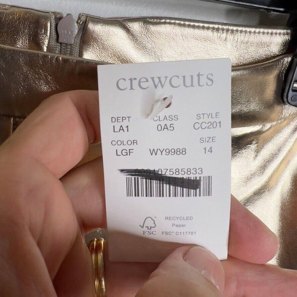 J.Crew Crewcuts $75 Girls pleated pull-on skirt in metallic Gold Size 14 CC201 - Picture 3 of 6